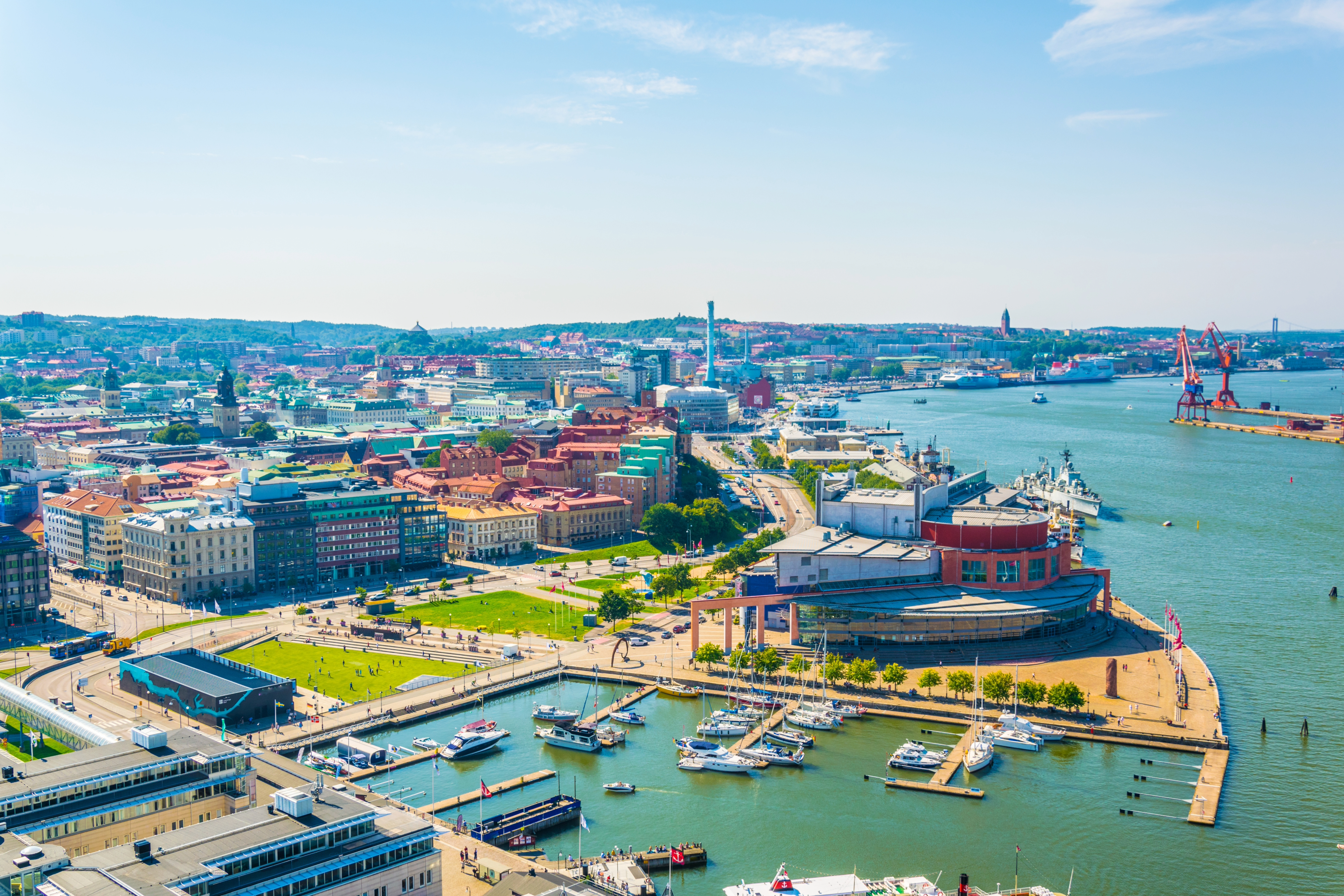 Gluten-Free Gothenburg City, a panoramic view including the harbour.